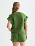 Tencel V-Neck Short Sleeve Sweater Knitwear Scotch Soda Femme Garden Green S