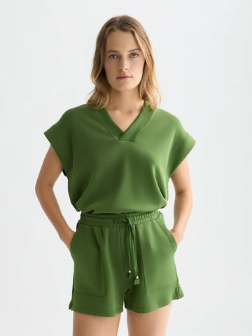 Tencel V-Neck Short Sleeve Sweater Knitwear Scotch Soda Femme Garden Green XS