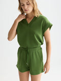 Tencel V-Neck Short Sleeve Sweater Knitwear Scotch Soda Femme Garden Green M