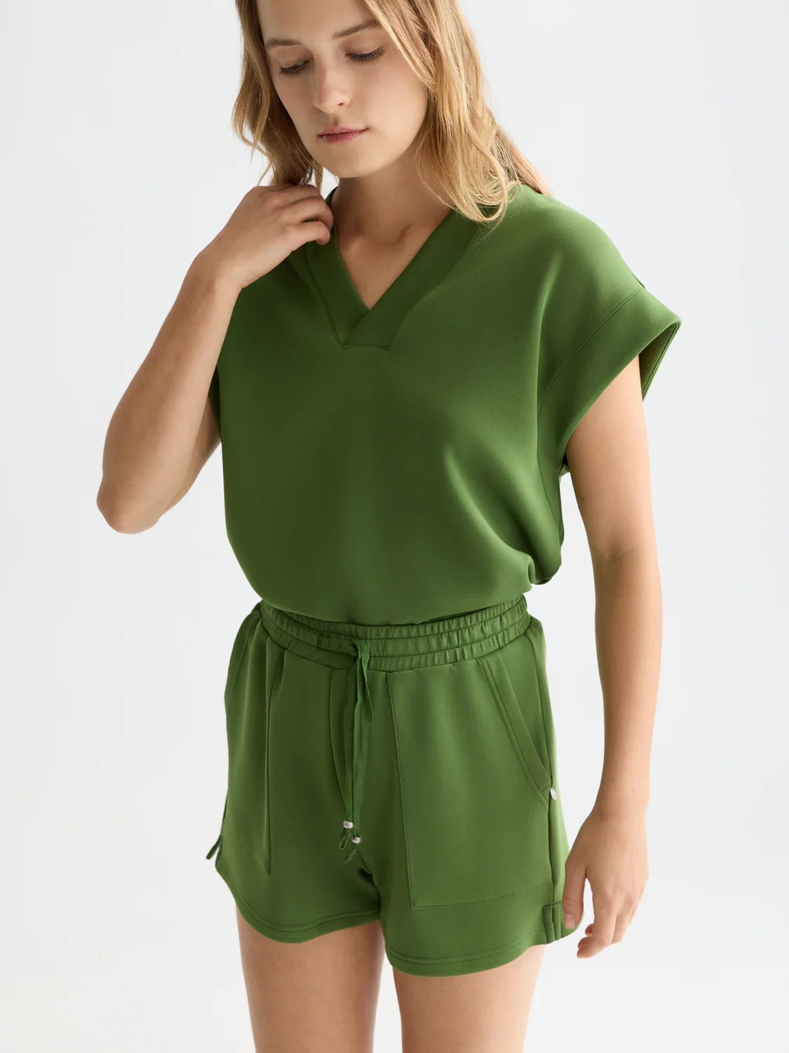 Tencel V-Neck Short Sleeve Sweater Knitwear Scotch Soda Femme Garden Green M