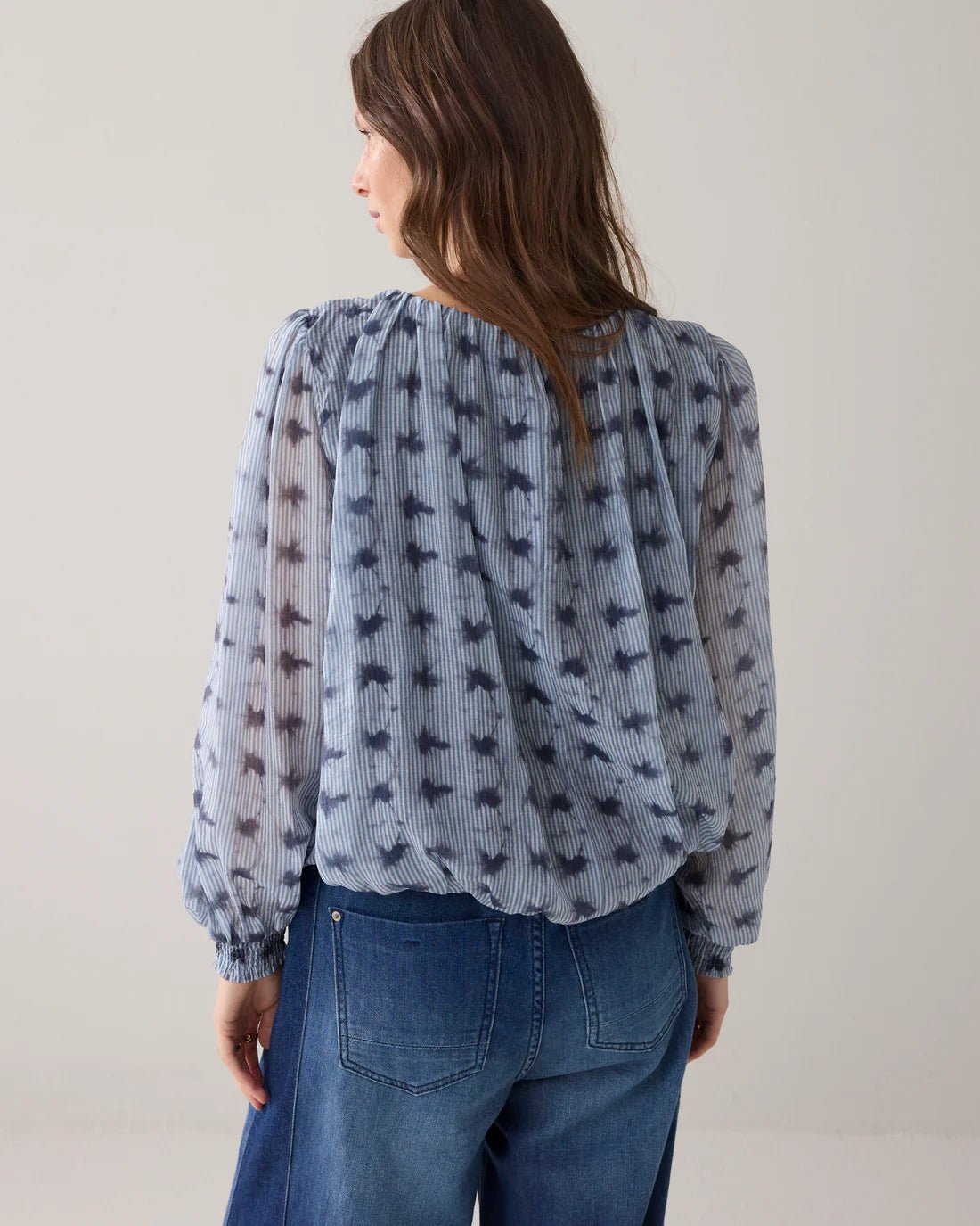 Tie-dye top with striped print Blouse SUMMUM