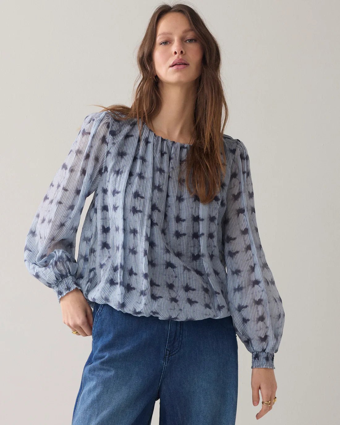 Tie-dye top with striped print Blouse SUMMUM