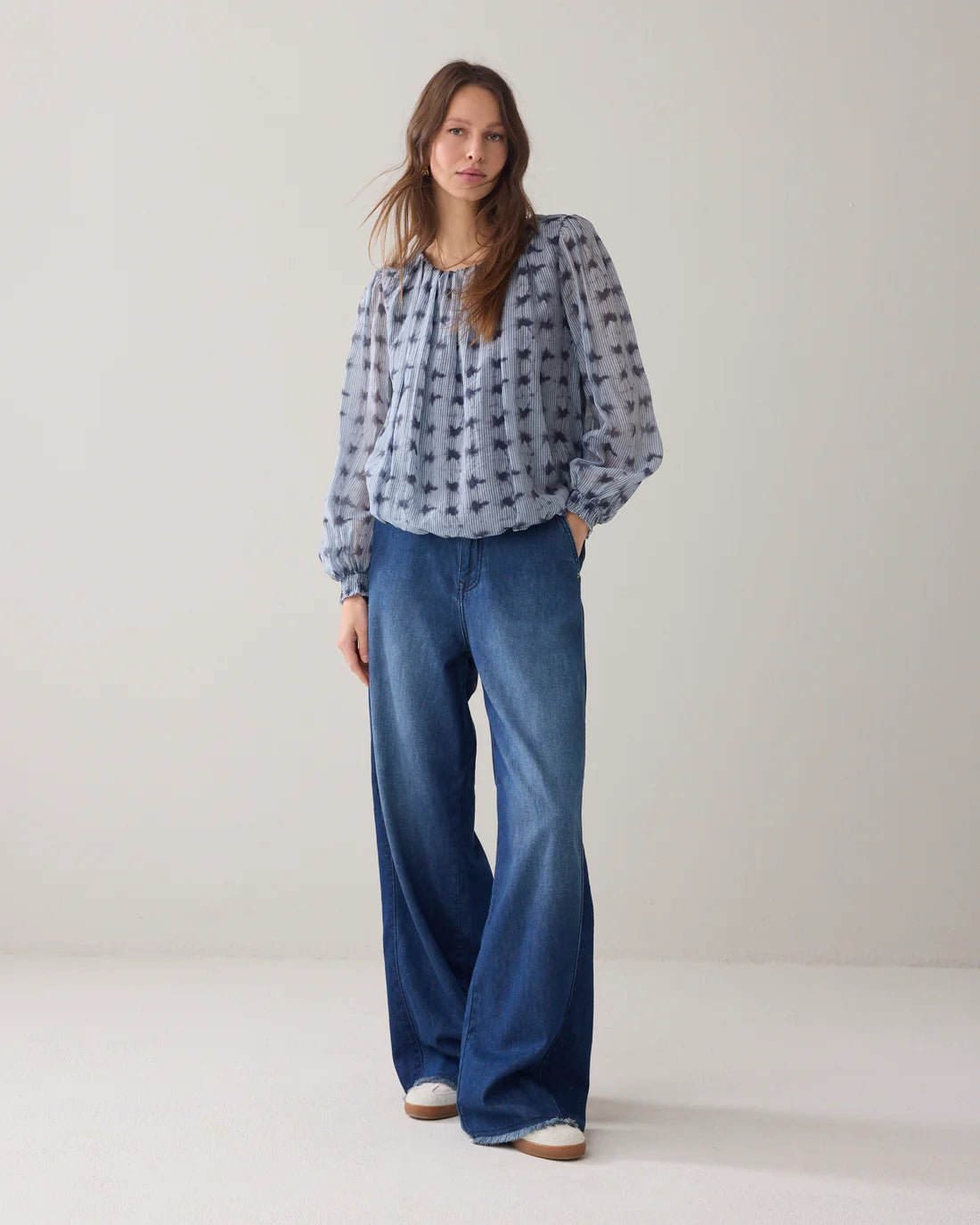 Tie-dye top with striped print Blouse SUMMUM
