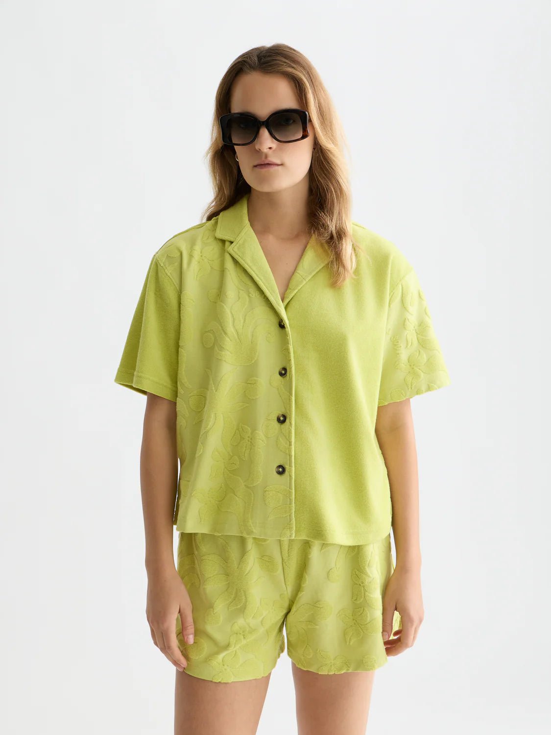 Towelling Short Sleeve Shirt Blouses Scotch Soda Femme Green Oasis S