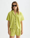 Towelling Short Sleeve Shirt Blouses Scotch Soda Femme Green Oasis S