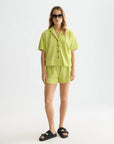 Towelling Short Sleeve Shirt Blouses Scotch Soda Femme Green Oasis XS