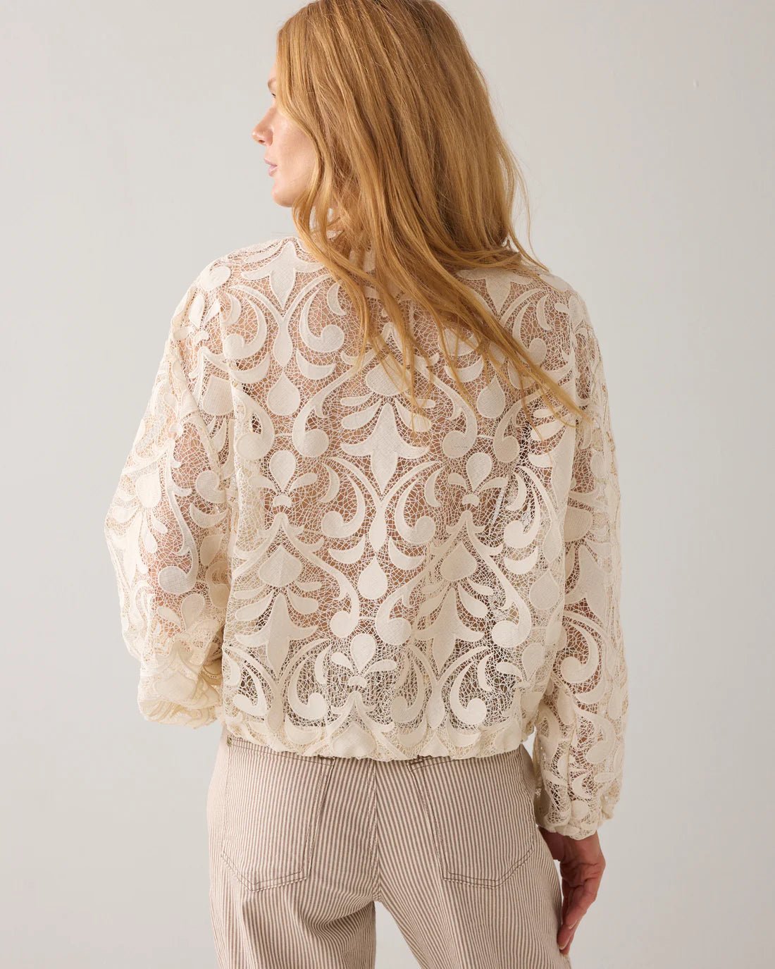 Transparent lace bomber jacket Outerwear SUMMUM