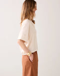 V-neck top in a linen blend Woman SUMMUM 34 Ivory