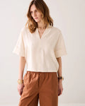 V-neck top in a linen blend Woman SUMMUM 36 Ivory