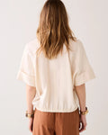 V-neck top in a linen blend Woman SUMMUM 38 Ivory