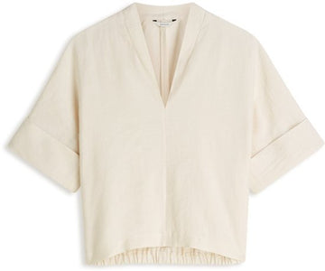 V-neck top in a linen blend Woman SUMMUM 40 Ivory
