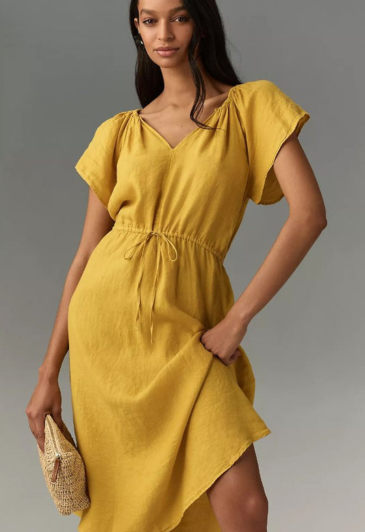 Velvet - Pepper Linen V-Neck Dress IN SUNNY women-accessories VELVET XS  