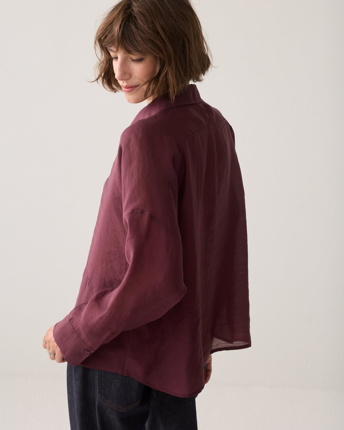 Wear-your-way blouse in lyocell Woman SUMMUM 36 DARK-BURGUNDY