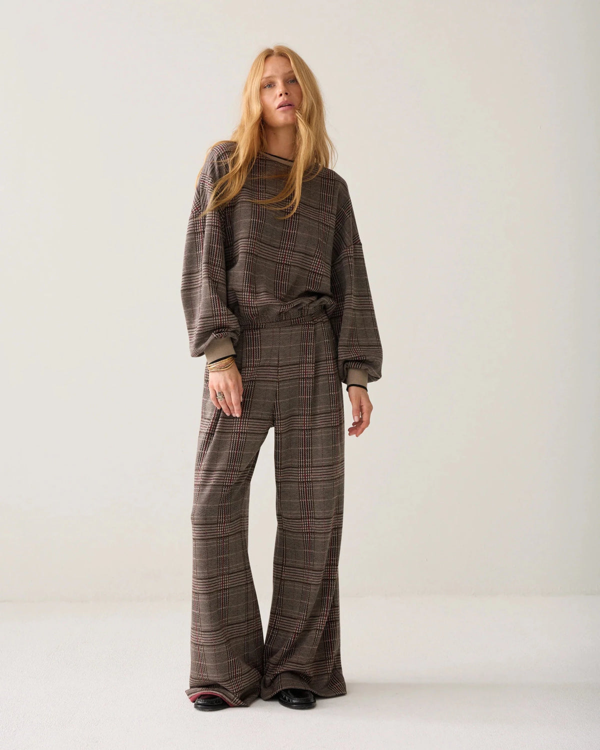 Wide-leg trousers in plaid jacquard Woman SUMMUM S/P MULTICOLOUR