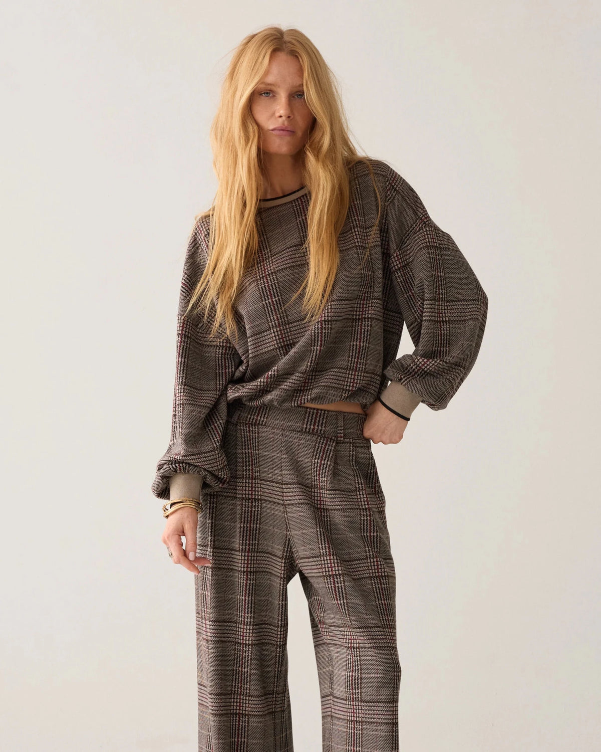 Wide-leg trousers in plaid jacquard Woman SUMMUM XS/TP MULTICOLOUR
