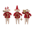 WOOL FELT ORNAMENT MOUSE WITH SWEATER JOY Gift Ideas Creative Coop
