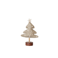 WOOL FELT TREE WITH EMBROIDERY AND WOOD BASE IN GREY & CREAM Gift Ideas Creative Coop JOY  