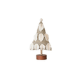 WOOL FELT TREE WITH EMBROIDERY AND WOOD BASE IN GREY & CREAM Gift Ideas Creative Coop LEAF  