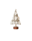 WOOL FELT TREE WITH EMBROIDERY AND WOOD BASE IN GREY & CREAM Gift Ideas Creative Coop LEAF  