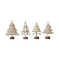 WOOL FELT TREE WITH EMBROIDERY AND WOOD BASE IN GREY & CREAM Gift Ideas Creative Coop   