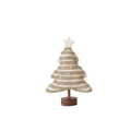 WOOL FELT TREE WITH EMBROIDERY AND WOOD BASE IN GREY & CREAM Gift Ideas Creative Coop STAR  