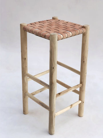 WOVEN LEATHER COUNTER TOP STOOL living-furniture Pepin Boho collab In Stock  