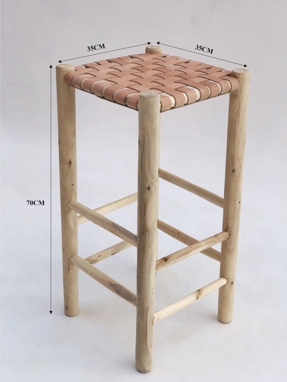 WOVEN LEATHER COUNTER TOP STOOL living-furniture Pepin Boho collab   