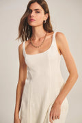 WOVEN LINEN DRESS 1 Dresses VELVET CHALK M