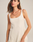 WOVEN LINEN DRESS 1 Woman VELVET CHALK M