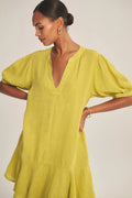 WOVEN LINEN DRESS 2 Dresses VELVET CITRON XS