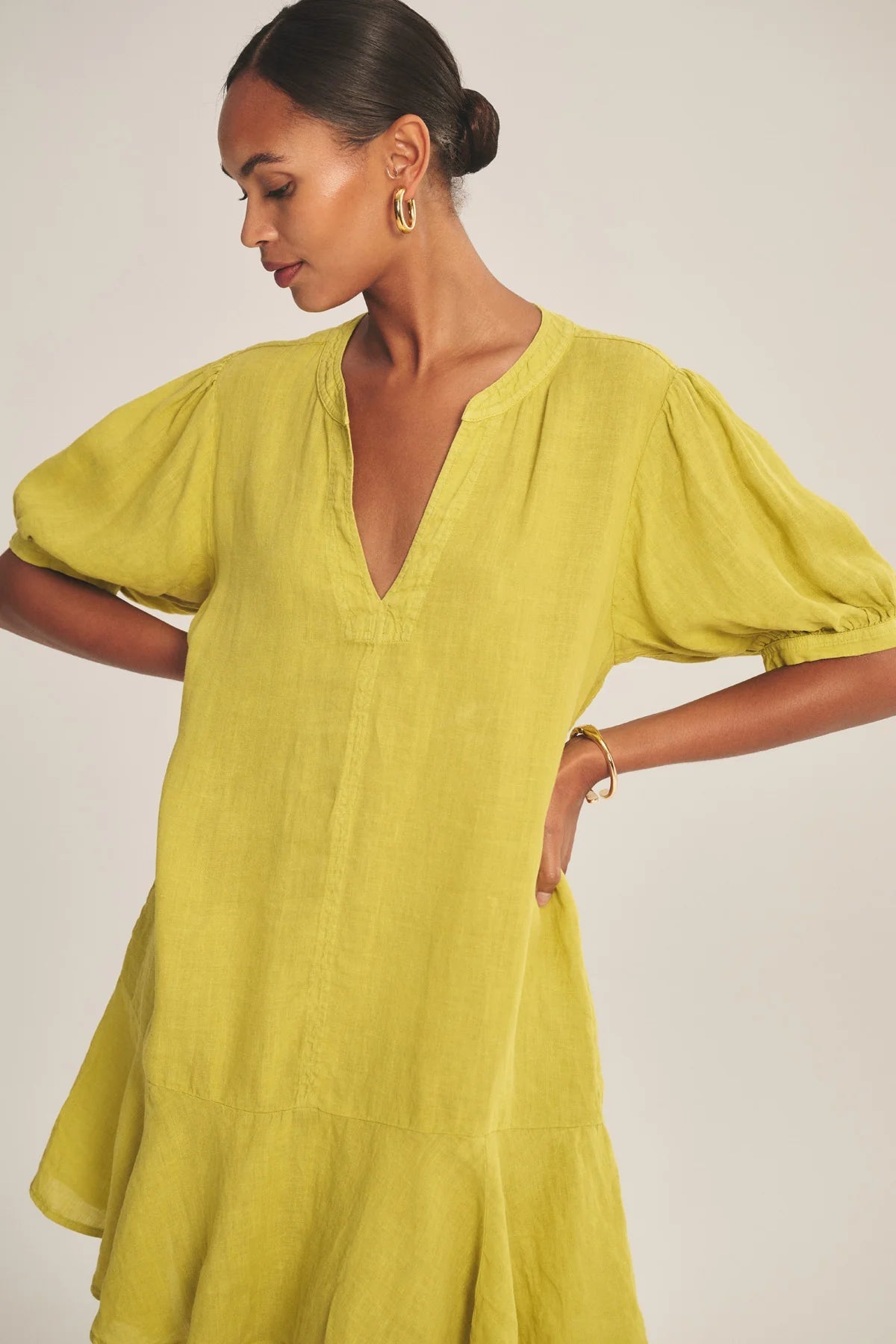 WOVEN LINEN DRESS 2 Dresses VELVET CITRON XS