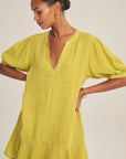 WOVEN LINEN DRESS 2 Dresses VELVET CITRON XS