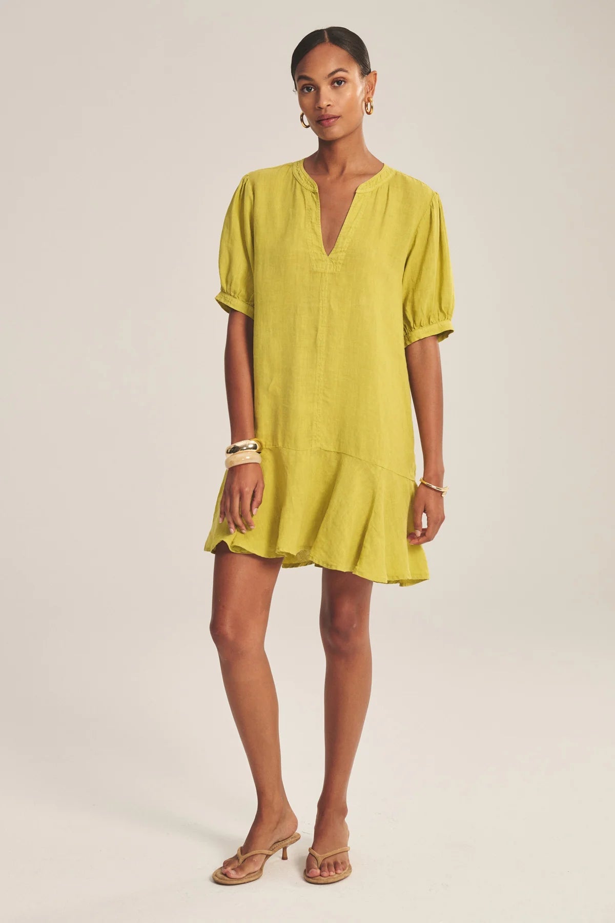 WOVEN LINEN DRESS 2 Dresses VELVET CITRON L