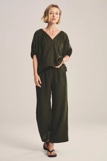 WOVEN LINEN PANT VELVET MUDSLIDE XS
