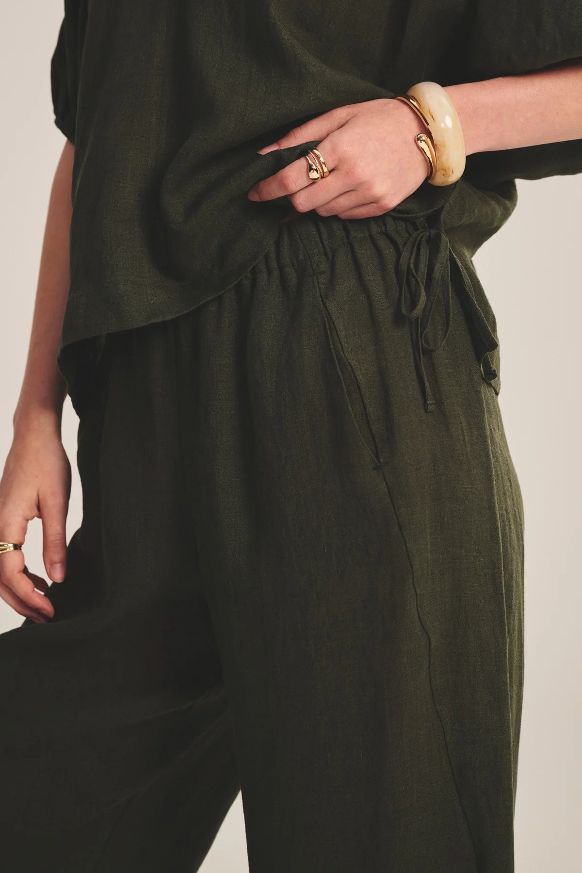 WOVEN LINEN PANT VELVET MUDSLIDE L