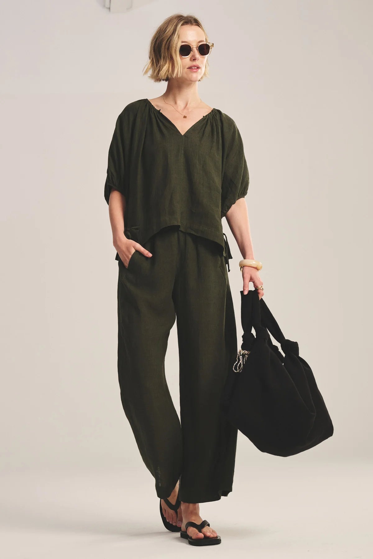 WOVEN LINEN PANT VELVET MUDSLIDE S