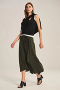 WOVEN LINEN SKIRT VELVET