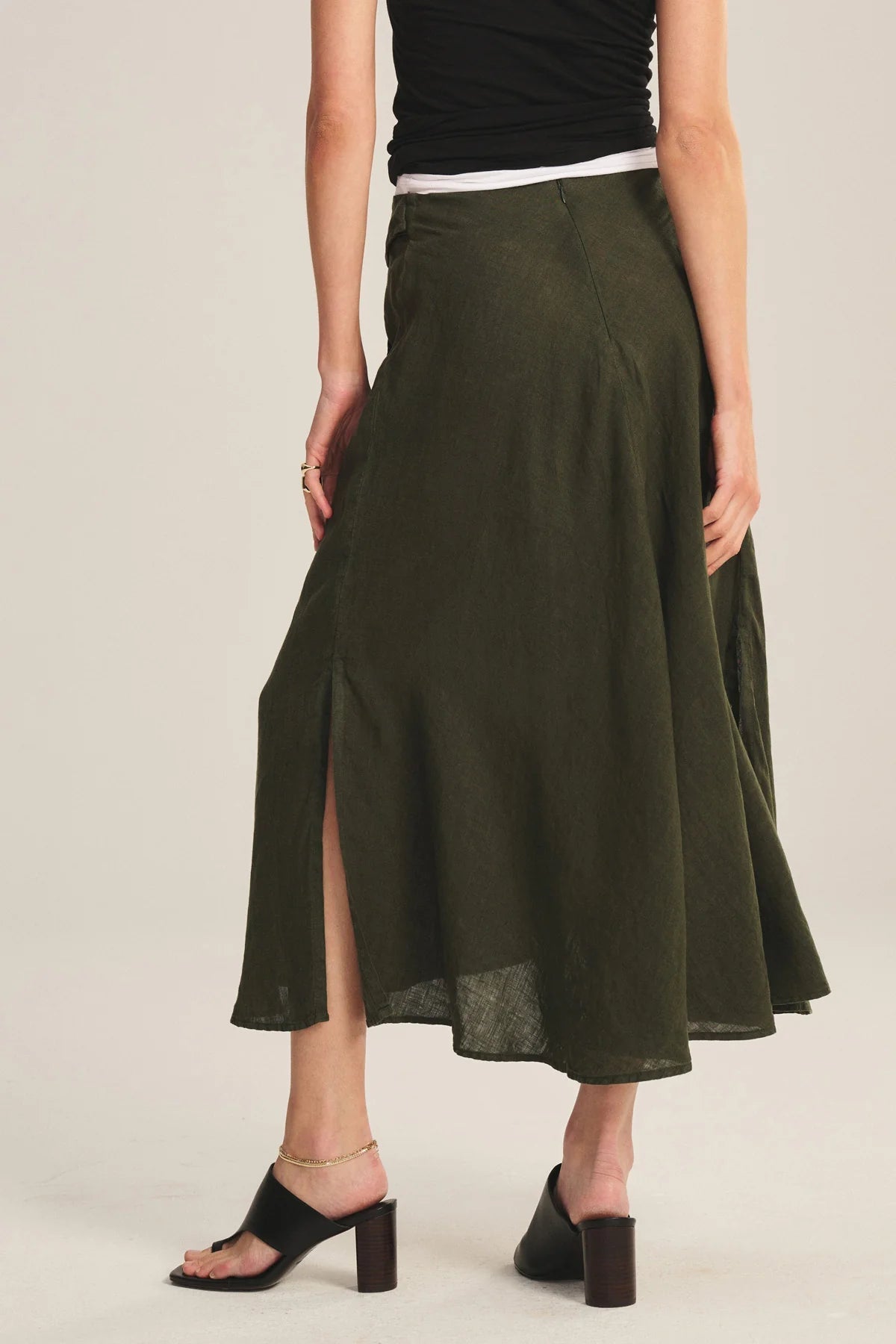 WOVEN LINEN SKIRT VELVET CHALK XL