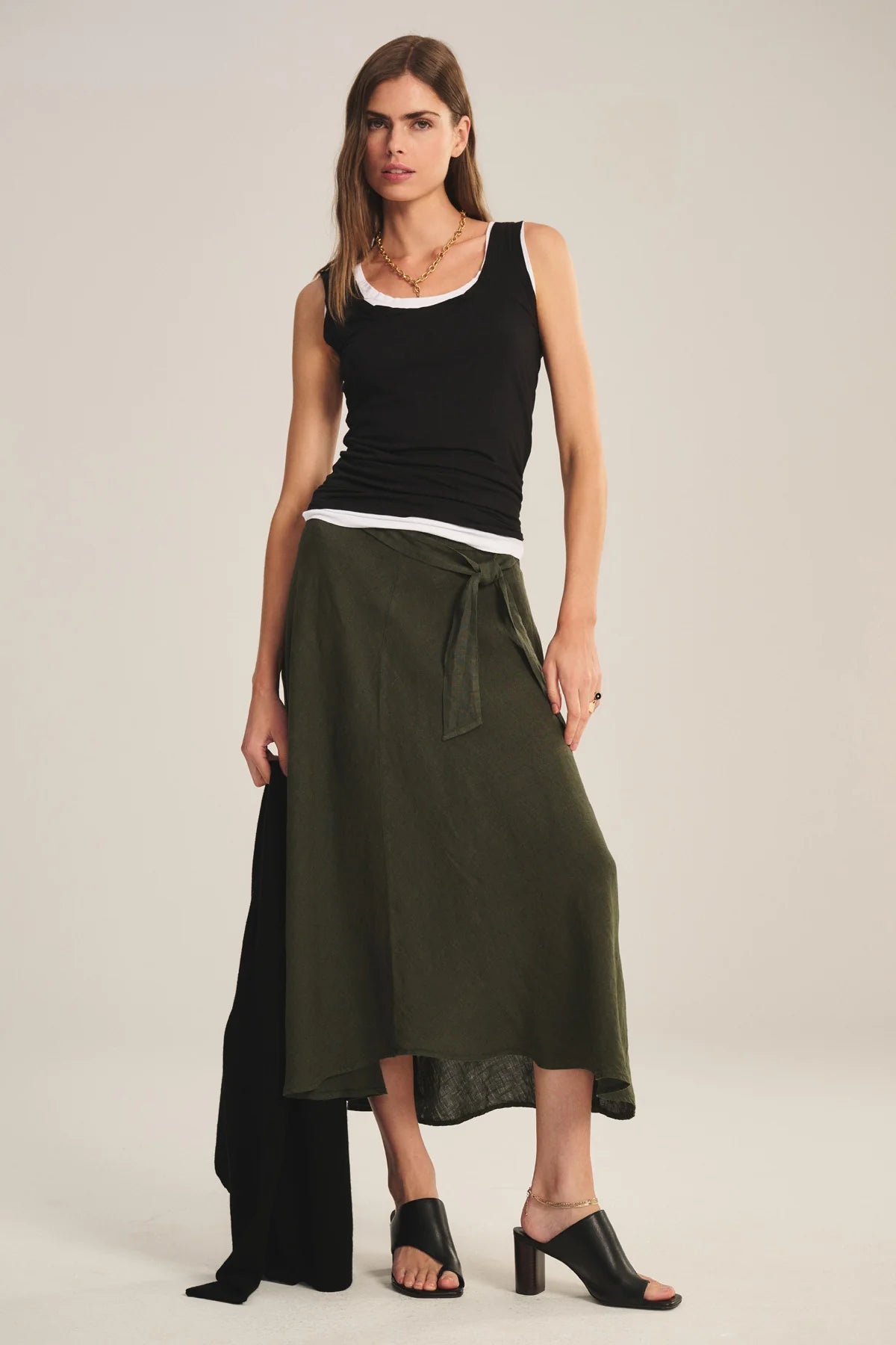 WOVEN LINEN SKIRT VELVET CHALK XXL