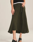 WOVEN LINEN SKIRT Woman VELVET CHALK L
