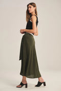 WOVEN LINEN SKIRT VELVET CHALK M