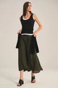 WOVEN LINEN SKIRT VELVET CHALK XS