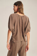 WOVEN LINEN TOP 1 VELVET CHALK L