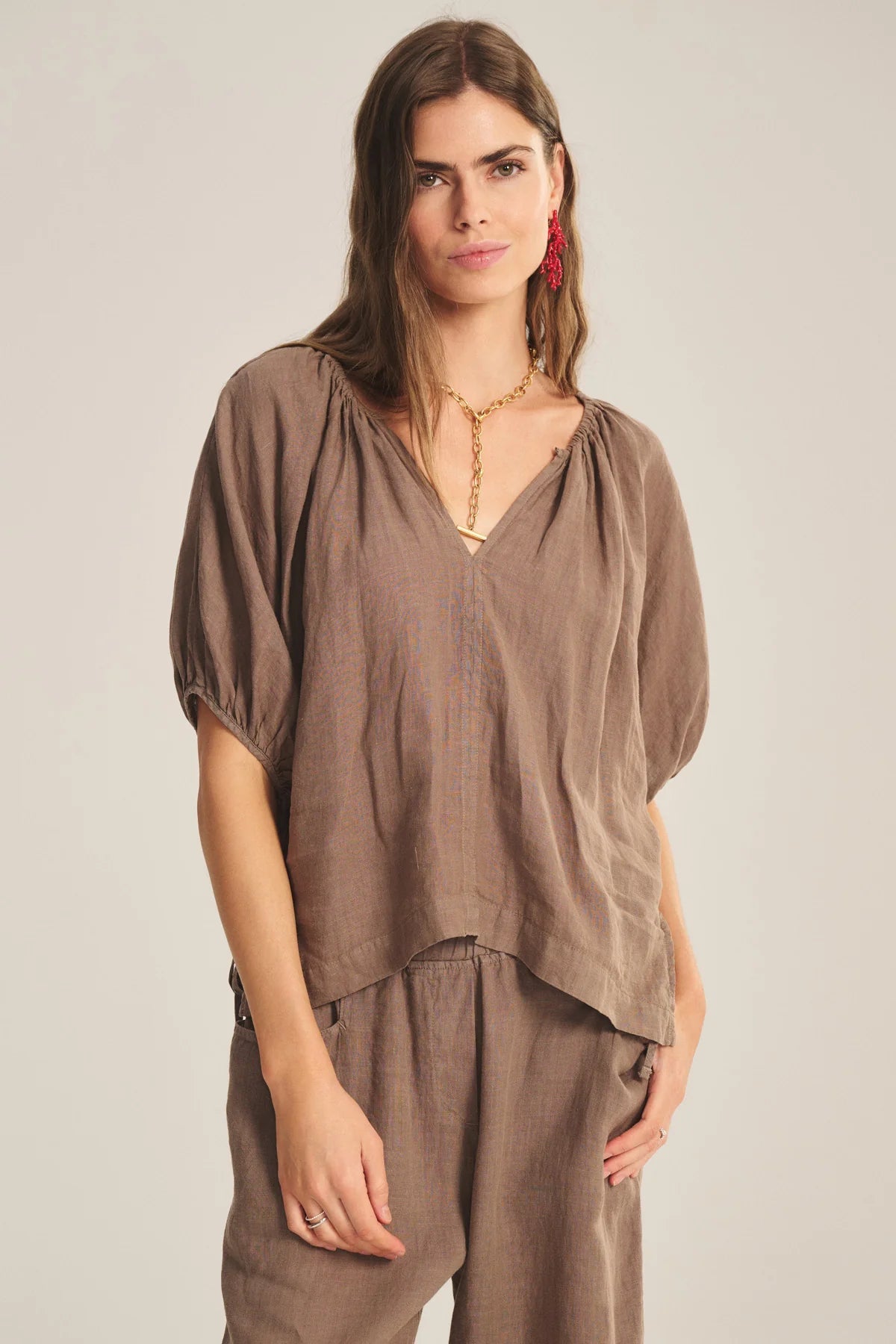WOVEN LINEN TOP 1 VELVET CHALK S