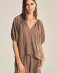 WOVEN LINEN TOP 1 Blouses VELVET CHALK S