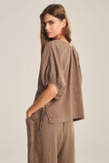 WOVEN LINEN TOP 1 VELVET CHALK M