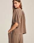 WOVEN LINEN TOP 1 Blouses VELVET CHALK M