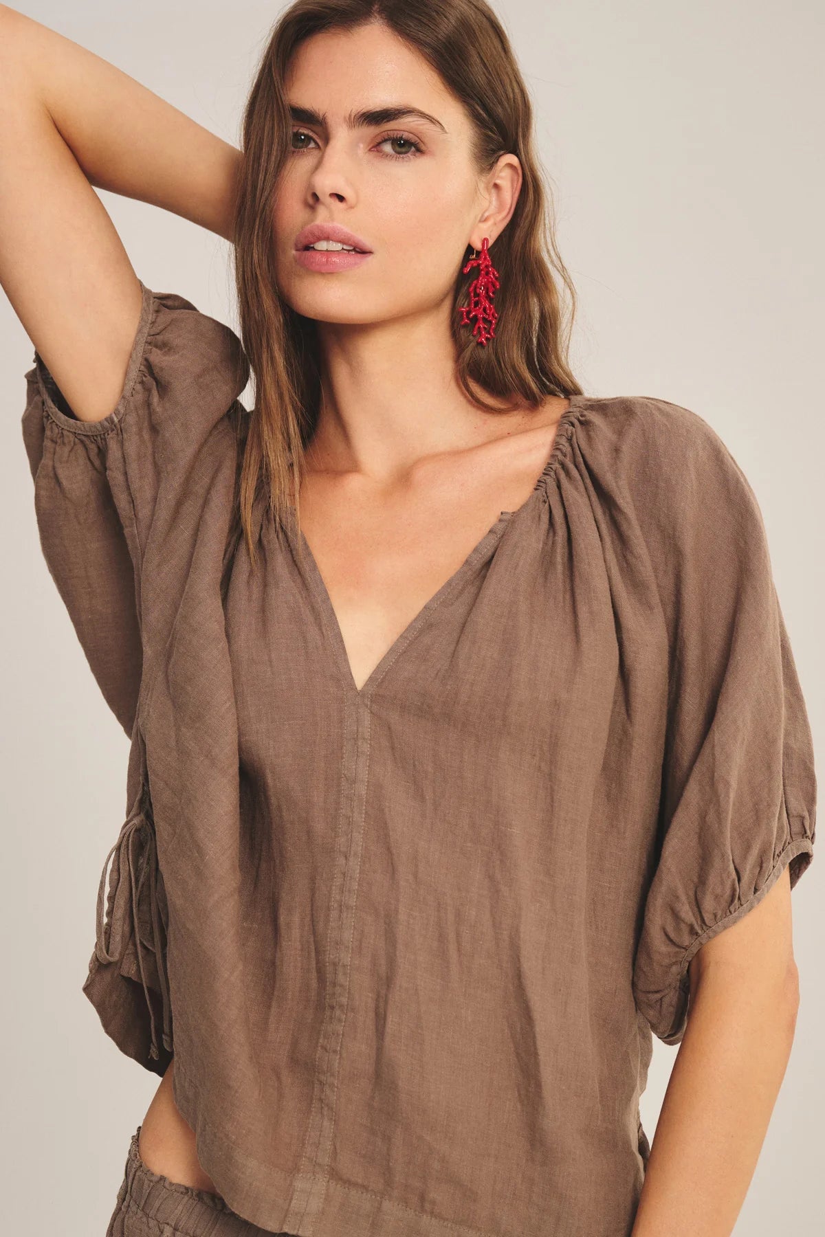WOVEN LINEN TOP 1 VELVET CHALK XXL