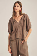 WOVEN LINEN TOP 1 VELVET CHALK XS