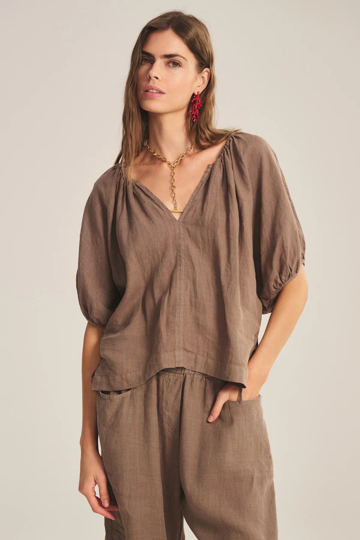 WOVEN LINEN TOP 1 VELVET CHALK XS